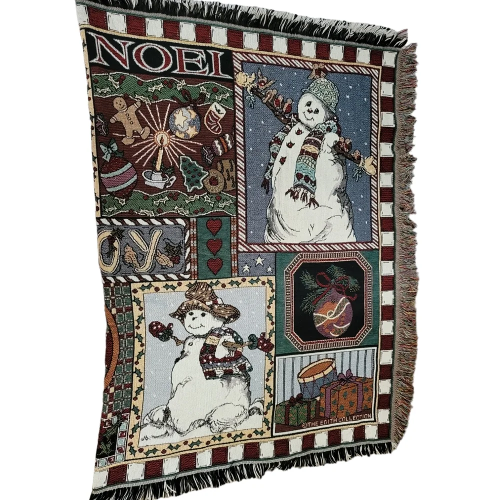 Goodwin Weaver Merry Christmas Happy Holidays Woven Throw Blanket